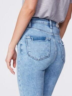 PAIGE Boho Coastal Cindy Crop Straight Leg Raw Hem Jeans Mariska Size 32